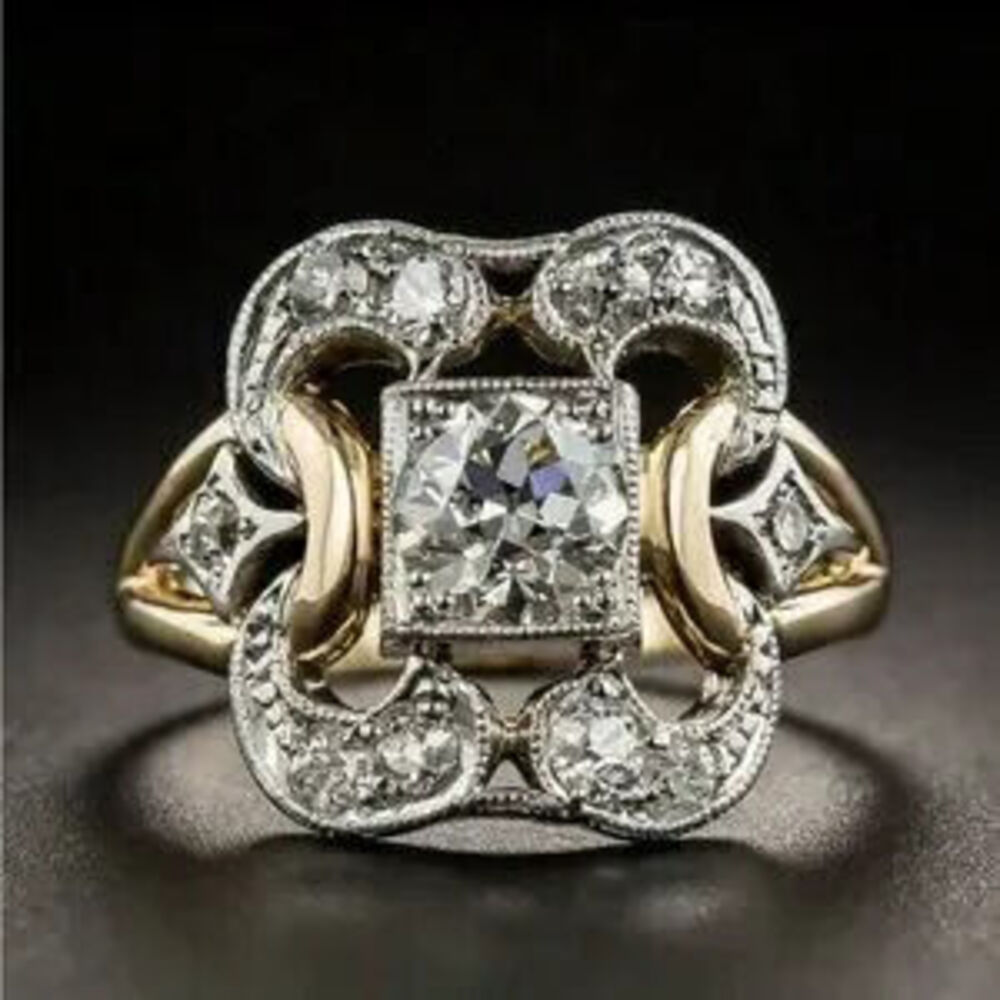 Luxe Gold Silver Tone Simulated Statement Ring